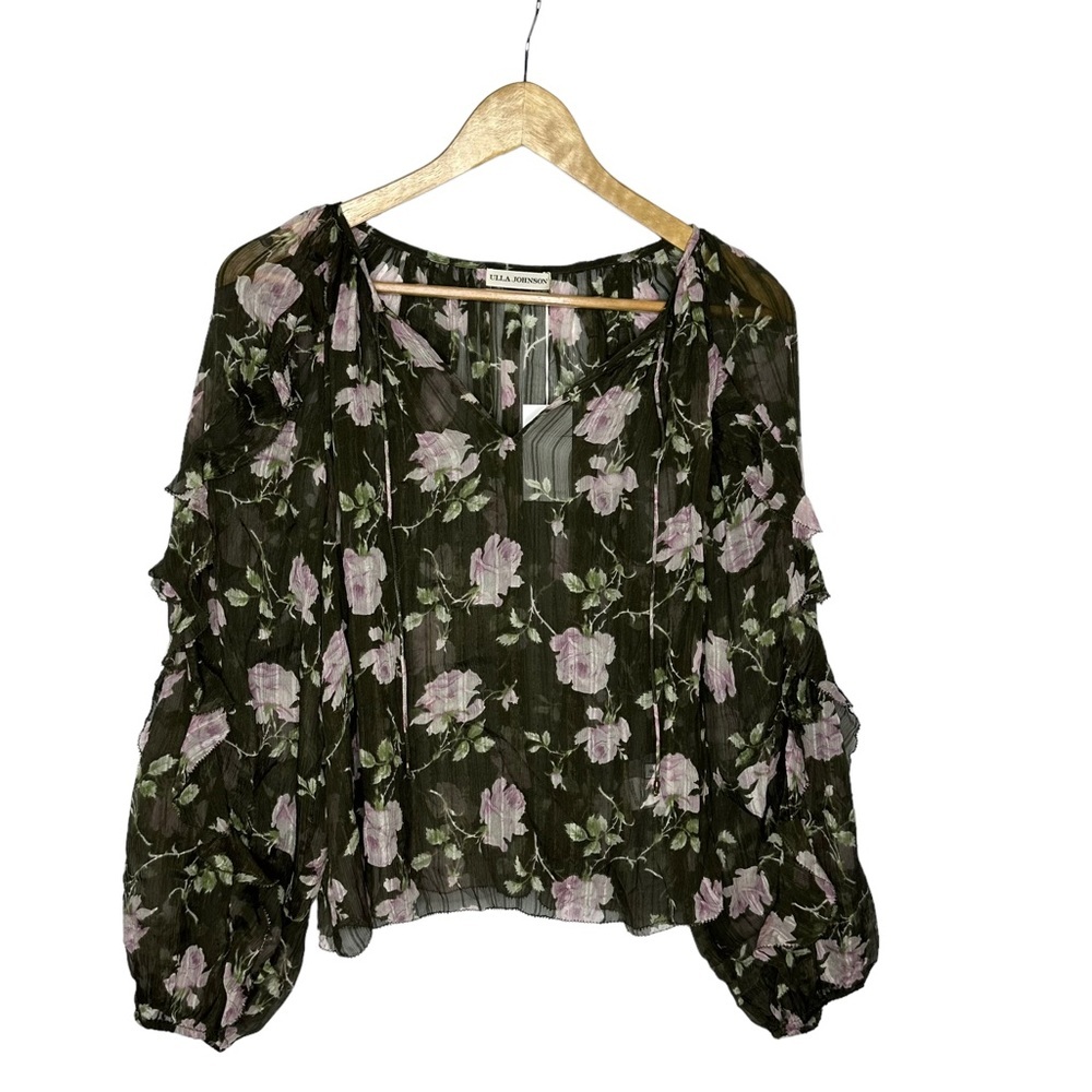 NWT Ulla Johnson Azalea Blouse in dark olive size 0 - Picture 13 of 15